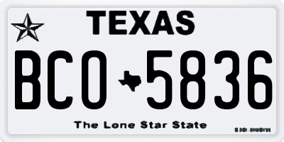 TX license plate BCO5836