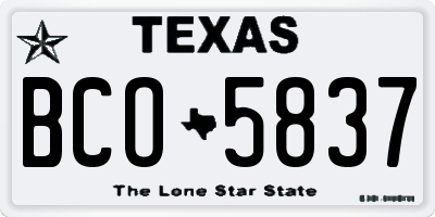 TX license plate BCO5837