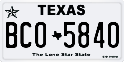 TX license plate BCO5840