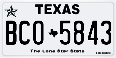 TX license plate BCO5843