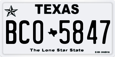 TX license plate BCO5847