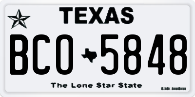 TX license plate BCO5848