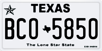 TX license plate BCO5850