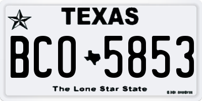 TX license plate BCO5853