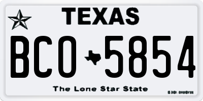 TX license plate BCO5854
