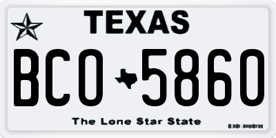 TX license plate BCO5860