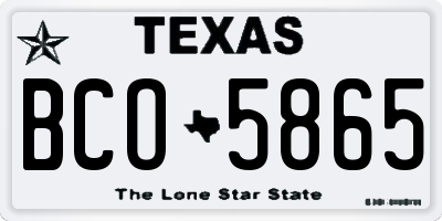 TX license plate BCO5865