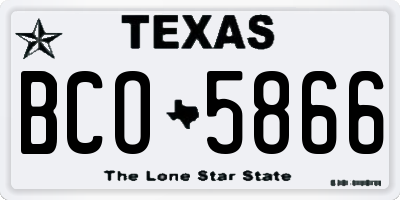 TX license plate BCO5866