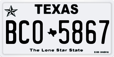 TX license plate BCO5867