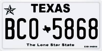 TX license plate BCO5868