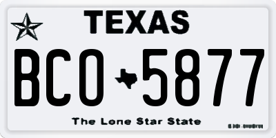 TX license plate BCO5877