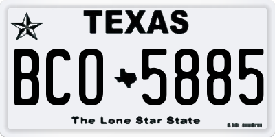TX license plate BCO5885