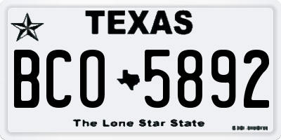 TX license plate BCO5892