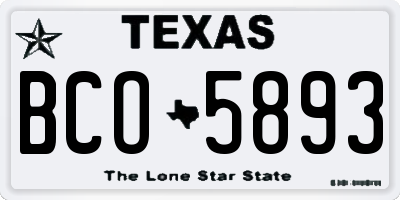 TX license plate BCO5893