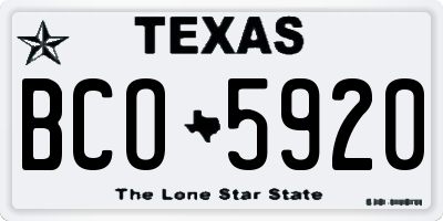 TX license plate BCO5920