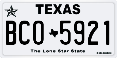 TX license plate BCO5921