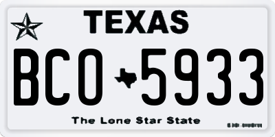 TX license plate BCO5933