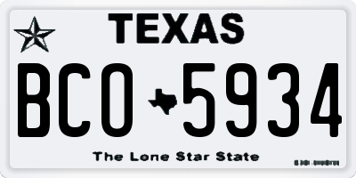 TX license plate BCO5934