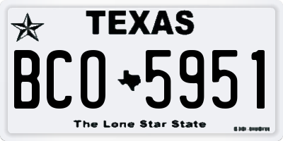 TX license plate BCO5951