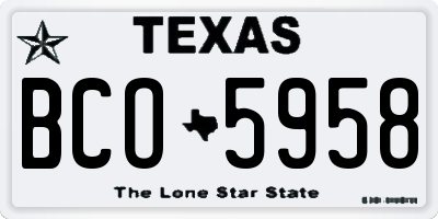 TX license plate BCO5958