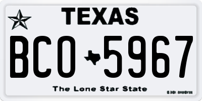 TX license plate BCO5967