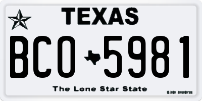 TX license plate BCO5981