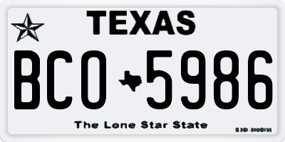 TX license plate BCO5986