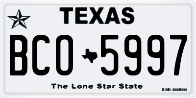 TX license plate BCO5997