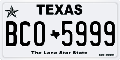 TX license plate BCO5999