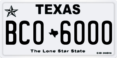 TX license plate BCO6000