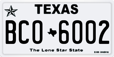 TX license plate BCO6002