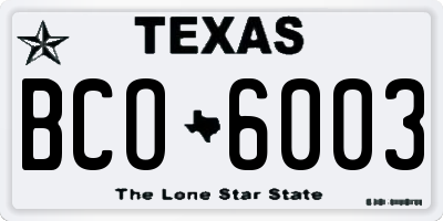 TX license plate BCO6003