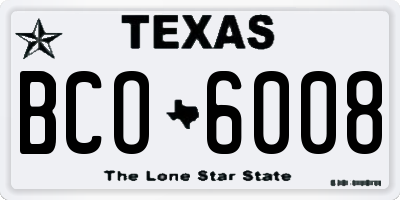 TX license plate BCO6008