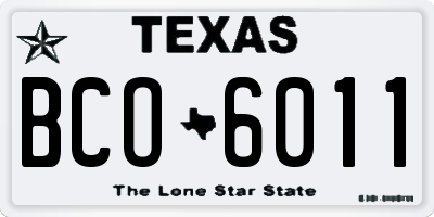 TX license plate BCO6011