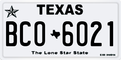 TX license plate BCO6021