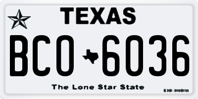 TX license plate BCO6036
