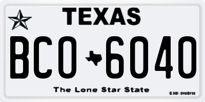 TX license plate BCO6040