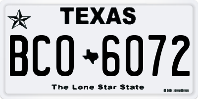 TX license plate BCO6072