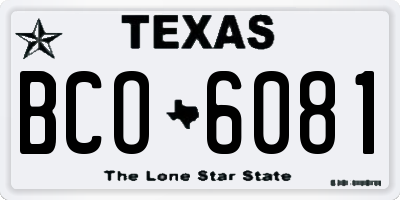 TX license plate BCO6081