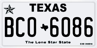 TX license plate BCO6086