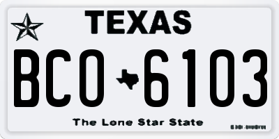 TX license plate BCO6103
