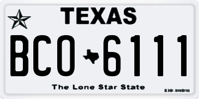 TX license plate BCO6111