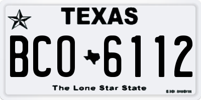 TX license plate BCO6112