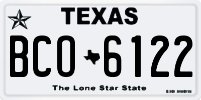 TX license plate BCO6122