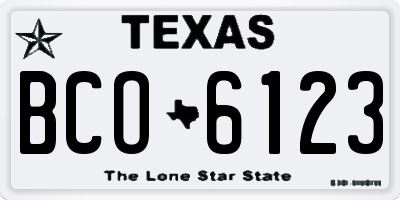 TX license plate BCO6123