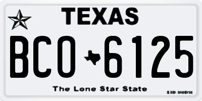 TX license plate BCO6125