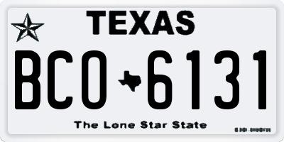 TX license plate BCO6131