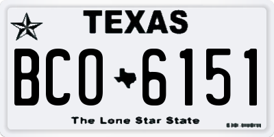 TX license plate BCO6151
