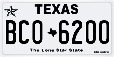 TX license plate BCO6200