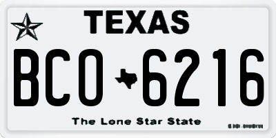 TX license plate BCO6216